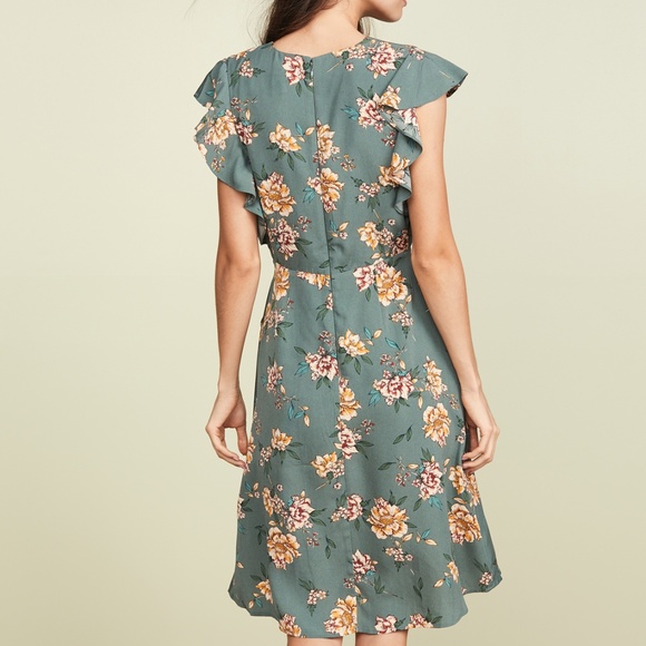 SALE ✨$89 J.O.A. Green Floral Faux Wrap Midi Dress - Picture 5 of 6